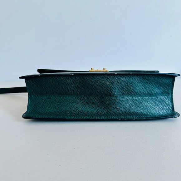 LOUIS VUITTON GREEN EPI LEATHER POCHETTE SELLIER DRAGONNE CLUTCH WRISTLET - Picture 7 of 16